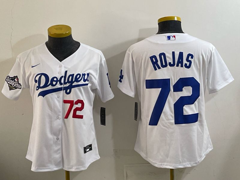 Women 2026 Nike Los Angeles Dodgers #72 Rojas White Game MLB Jersey 08